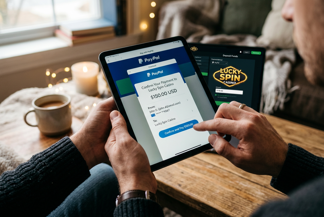 Użytkownik korzystający z płatności PayPal w mobilnym kasynie online