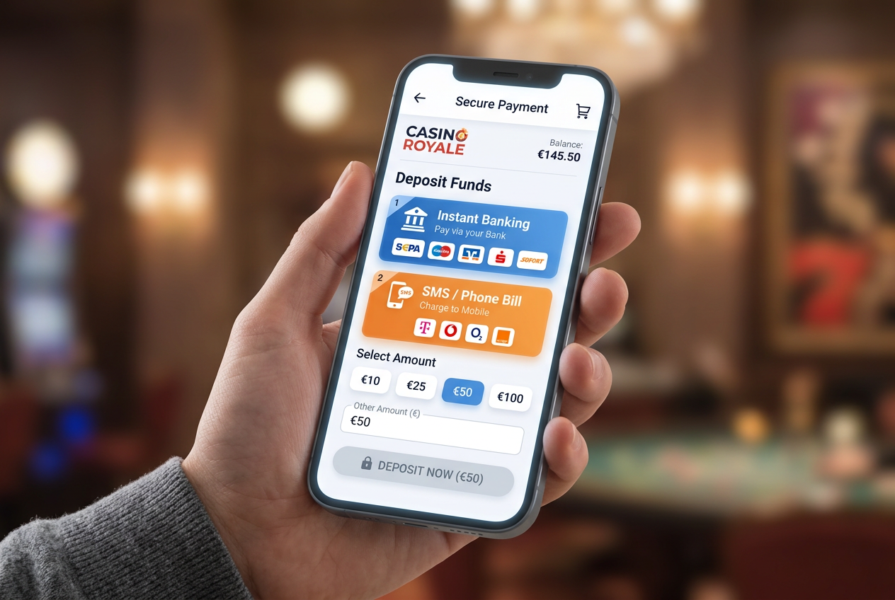 Modern smartphone interface for mobile casino payments